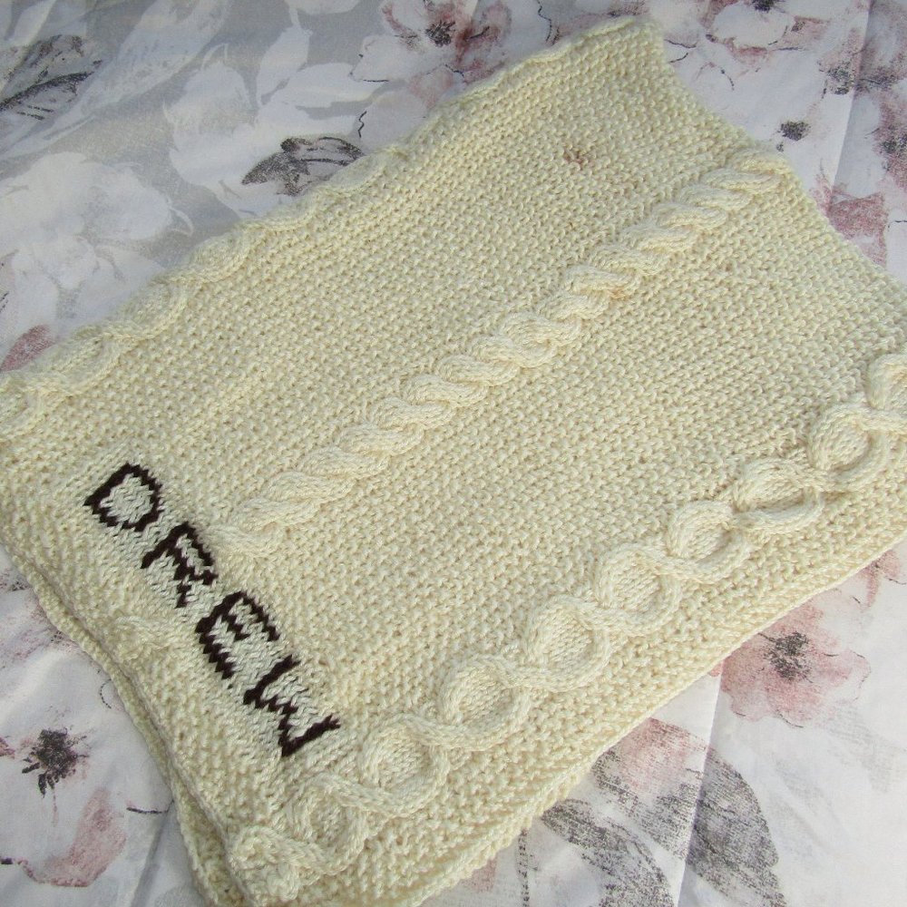 Handmade Knit Crocheted DREW Throw Personalized